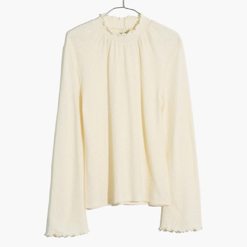 Madewell Texture & Thread Ruffled Mockneck Top